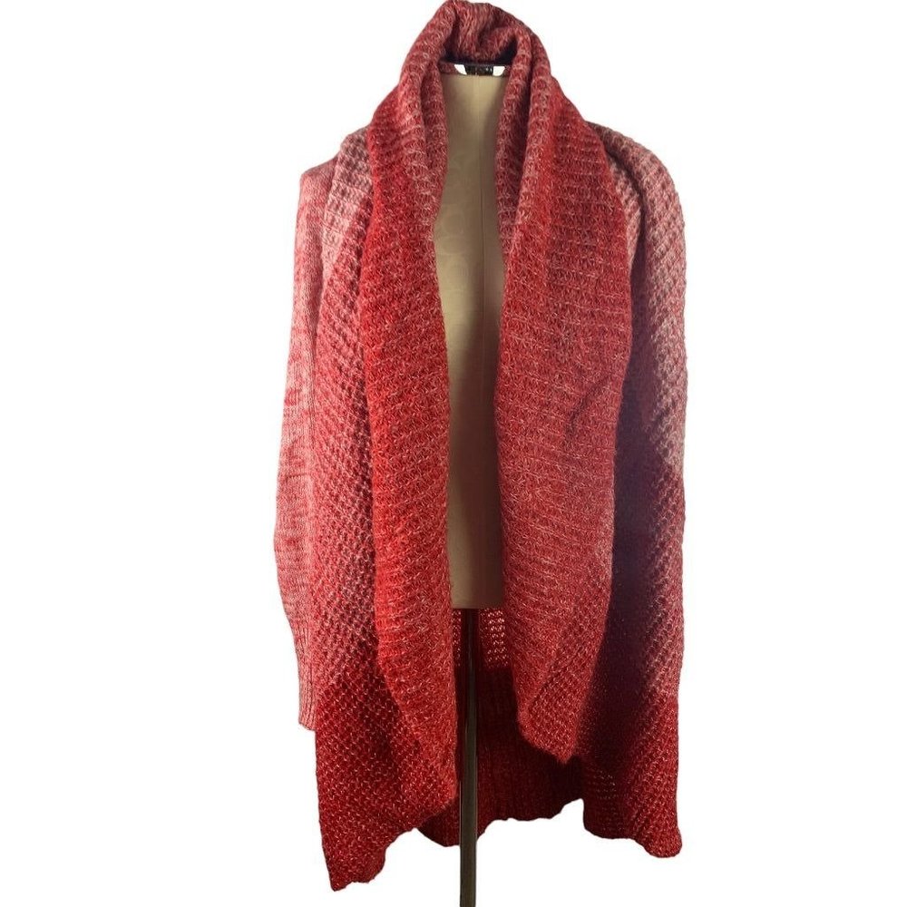 One Size Arrata Women's Red Shawl Collar Cardigan Knit‎ Oversize Sweater